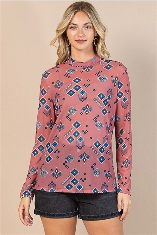 S37-1-1-AV1230-ROSETTA - GEO PRINT SEMI SHEER MESH TOP- 1-2-2-1