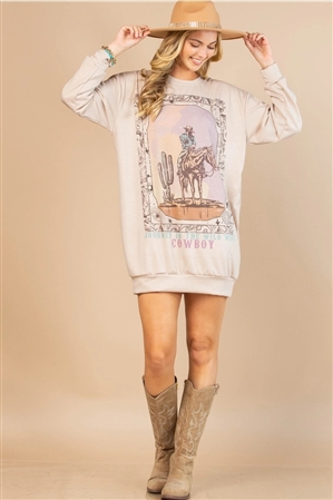 S37-1-1-AV1241-CHARLIZE - WESTERN COWBOY GRAPHIC SWEATSHIRT DRESS- 1-2-2-1