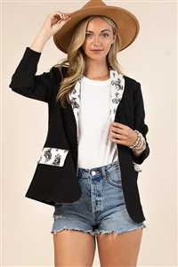 S37-1-1-AV1250-DION - BUCKING HORSES PRINT CONTRAST BLAZER- 1-2-2-1