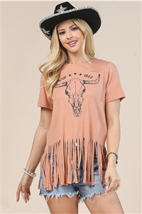 S37-1-1-AV192-EVA - LONGHORN GRAPHIC FRINGE TOP- 1-2-2-1