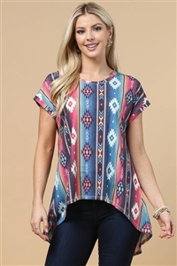 S37-1-1-AV398-BRIDGET - AZTEC PRINT OPEN BACK HIGH LOW TOP- 1-2-2-1