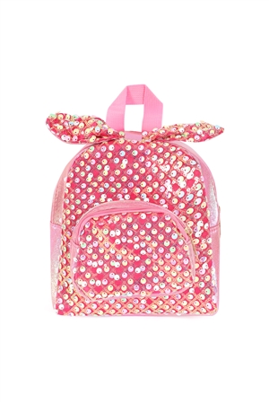 S28-1-4-AWG2413-ROSE - CUTE RIBBON GLITTER KIDS BACKPACK-ROSE/1PC