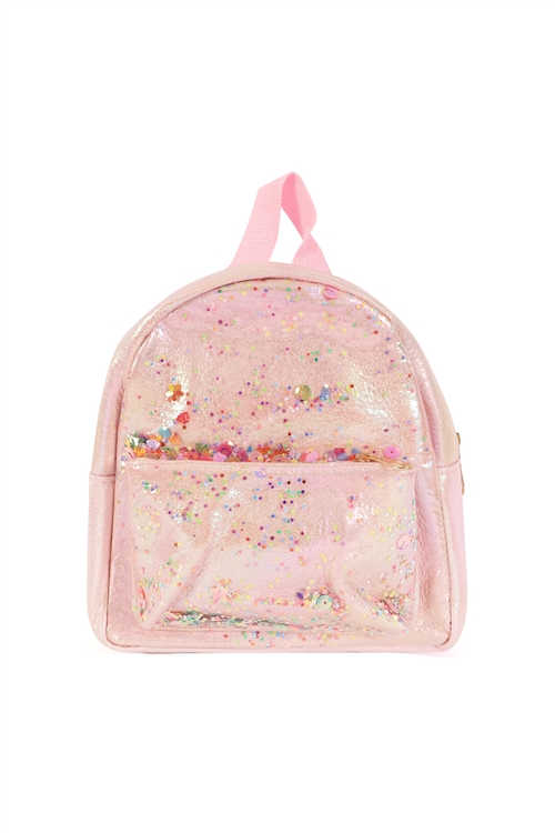 S28-1-2-AWG2415-PINK - KIDS GLITTER BACKPACK-PINK/1PC