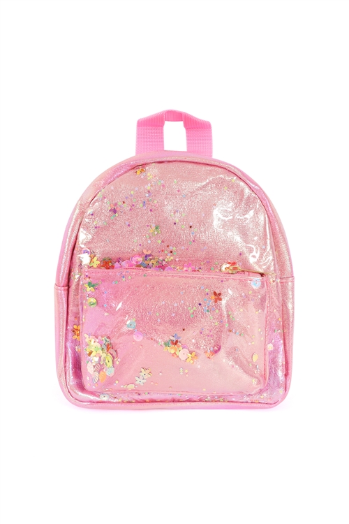 S28-2-4-AWG2415-ROSE - KIDS GLITTER BACKPACK-ROSE/1PC