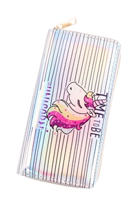 S20-12-2-AWW0001-3 - UNICORN HOLOGRAPIC SINGLE ZIPPER WALLET-MULTICOLOR/1PC (NOW $2.25 ONLY!)