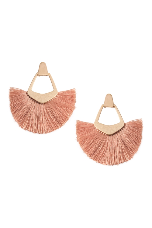 A1-3-2-B1E2121BLS - BOHEMIAN INSPIRED TASSEL DANGLE EARRINGS - BLUSH/1PC