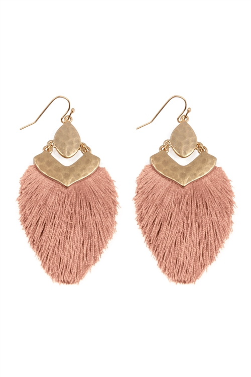 S21-4-2-B1E2508DPK - DANGLE TASSEL DROP EARRINGS- DUSTY PINK/1PC