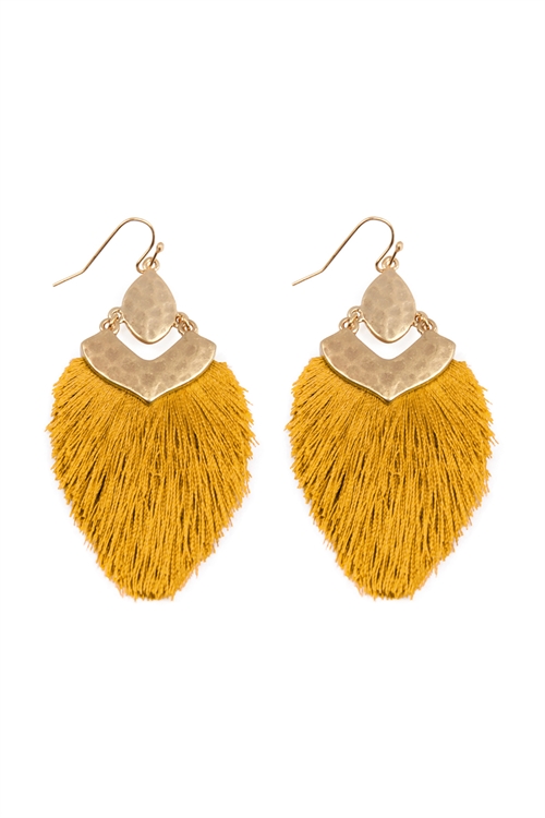 S21-4-2-B1E2508MST - DANGLE TASSEL DROP EARRINGS - MUSTARD/1PC