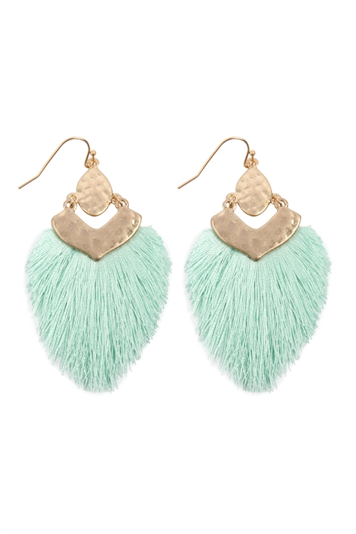 S21-4-2-B1E2508MT - DANGLE TASSEL DROP EARRINGS - MINT/1PC