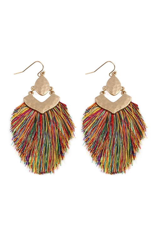 S25-7-3-B1E2508MUL - DANGLE TASSEL DROP EARRINGS - MULTICOLOR/1PC