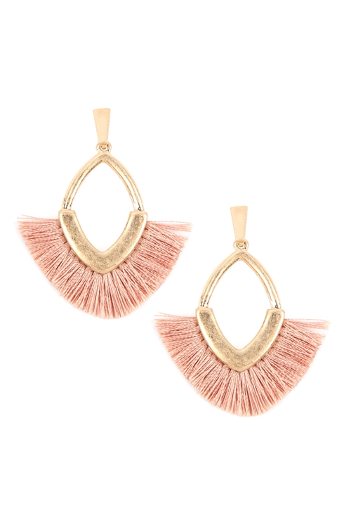 S25-7-4-B2E2780DPK - TASSEL WITH METAL POST EARRINGS - DUSTY PINK/1PC (NOW $1.75 ONLY!)