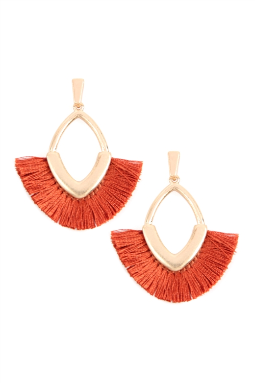 S25-7-4-B2E2780RUST - TASSEL WITH METAL POST EARRINGS - RUST/1PC (NOW $1.75 ONLY!)