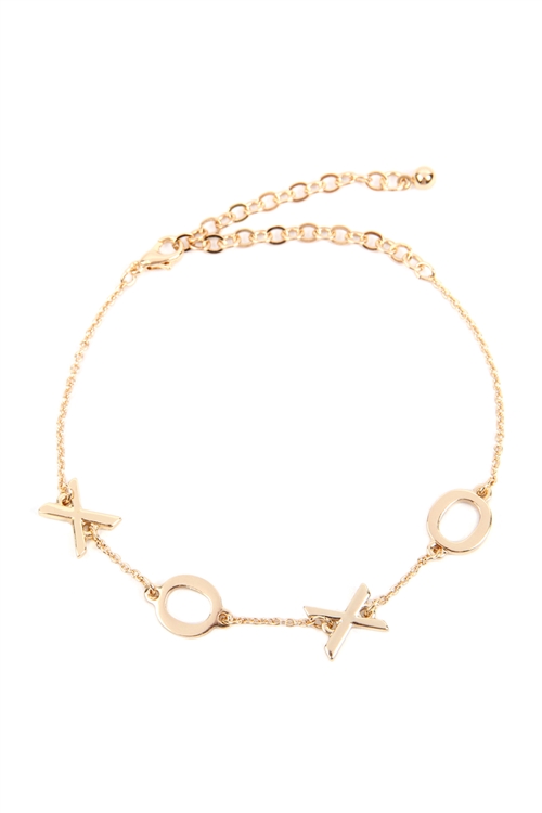 237-J-B3B2161XOGD - " XOXO" METAL CHAIN BRACELET - GOLD/1PC