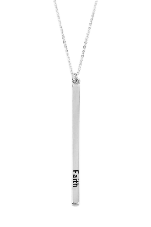S22-6-1-B3N2160FASV - "FAITH" METAL BAR PENDANT LAYERED NECKLACE - SILVER/6PCS (NOW $1.50 ONLY!)