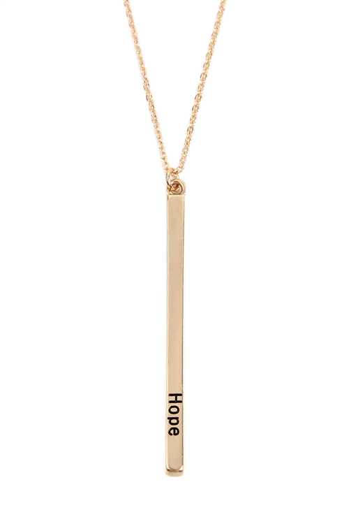 S22-6-1-B3N2160HOPGD - "HOPE" METAL BAR PENDANT LAYERED NECKLACE - GOLD/6PCS (NOW $1.50 ONLY!)