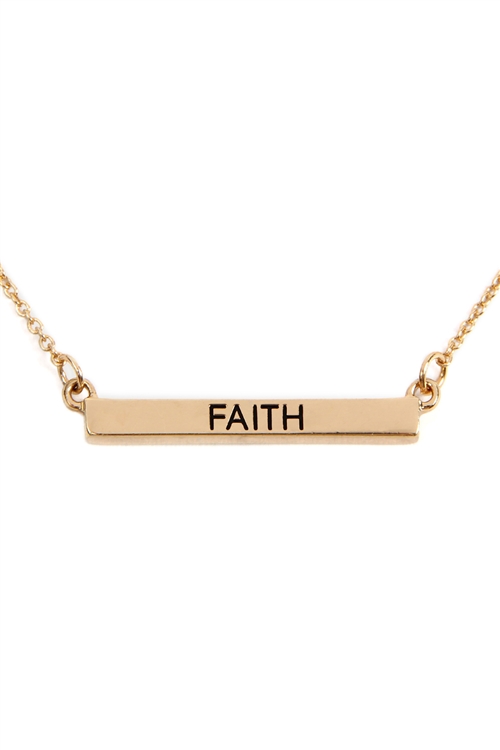 S24-2-4-B3N2162FAGD - "FAITH" CHAIN METAL BAR NECKLACE - GOLD/6PCS (NOW $1.50 ONLY!)