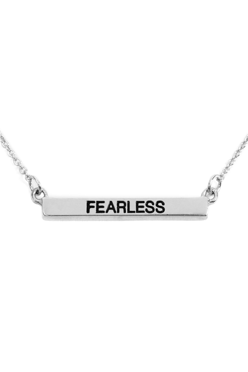 S24-2-4-B3N2162FESV - "FEARLESS"  CHAIN METAL BAR NECKLACE - SILVER/6PCS (NOW $1.50 ONLY!)