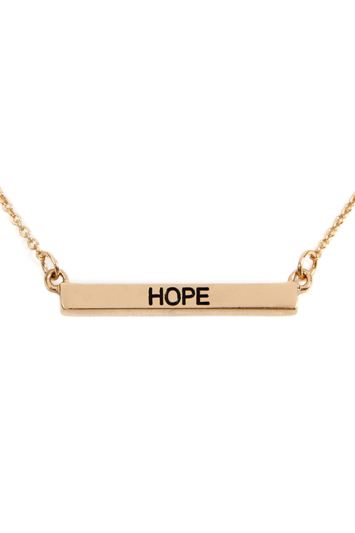 S24-2-4-B3N2162HPGD - "HOPE" CHAIN METAL BAR NECKLACE - GOLD/6PCS (NOW $1.50 ONLY!)