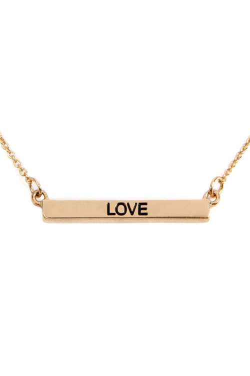 S24-2-4-B3N2162LOGD - "LOVE"  CHAIN METAL BAR NECKLACE GOLD/6PCS (NOW $1.50 ONLY!)