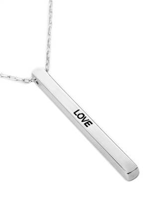 A1-2-2-B3N2164LOSV - LOVE METAL BAR PENDANT CHAIN NECKLACE-SILVER/1PC