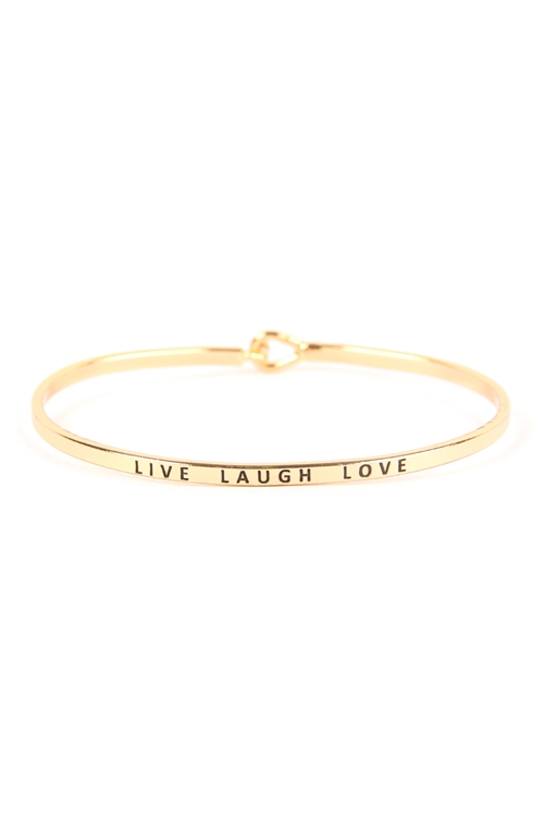 S21-6-2-B4126GD - LIVE LAUGH LOVE HINGE CUFF BRACELET - GOLD/6PCS