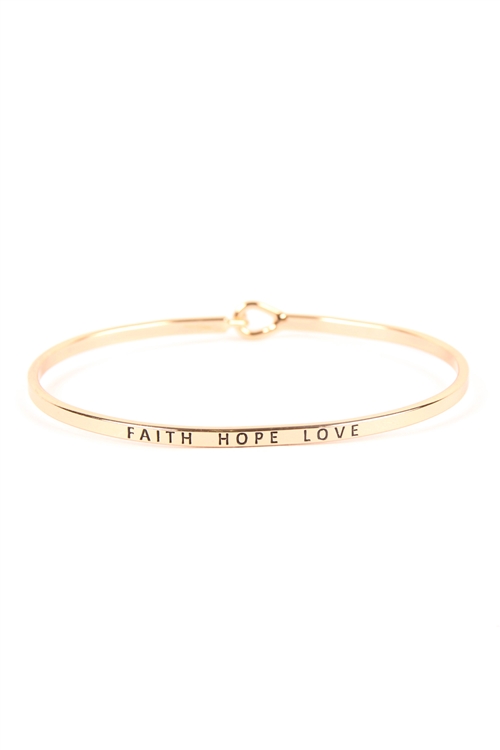 S21-11-1-B4128GD - FAITH HOPE LOVE HINGE CUFF BRACELET GOLD/6PCS