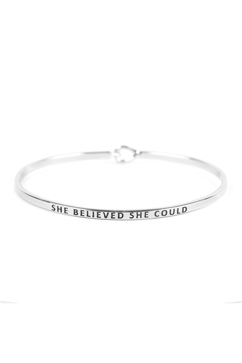 S22-13-4-B4164RH - SHE BELIEVED HINGE CUFF BRACELET SILVER/6PCS