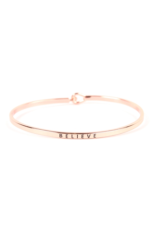 S21-11-1-B4179RG - BELIEVE HINGE CUFF BRACELET ROSE GOLD/6PCS