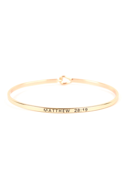 S4-4-4-B4221GD - MATTHEW 28:19 HINGE CUFF BRACELET GOLD/6PCS