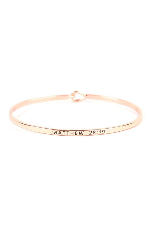 S4-4-4-B4221RG - MATTHEW 28:19 HINGE CUFF BRACELET ROSE GOLD/6PCS