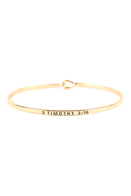 S22-10-3-B4243GD - 2 TIMOTHY 3:16 CUFF BRACELET GOLD/6PCS