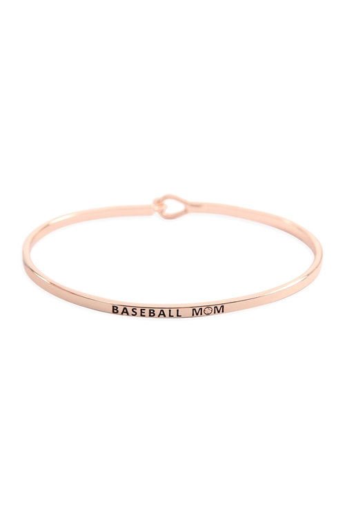 S22-11-1-B4481RG - BASEBALL MOM FASHION BANGLE ROSE GOLD/6PCS