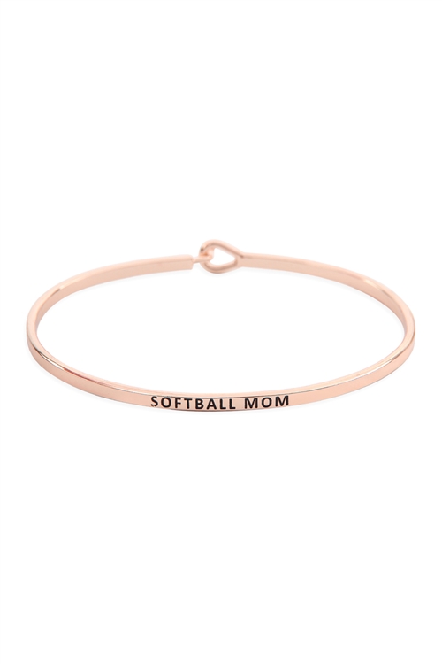 S22-13-4-B4504RG - SOFTBALL MOM FASHION BANGLE ROSE GOLD/6PCS