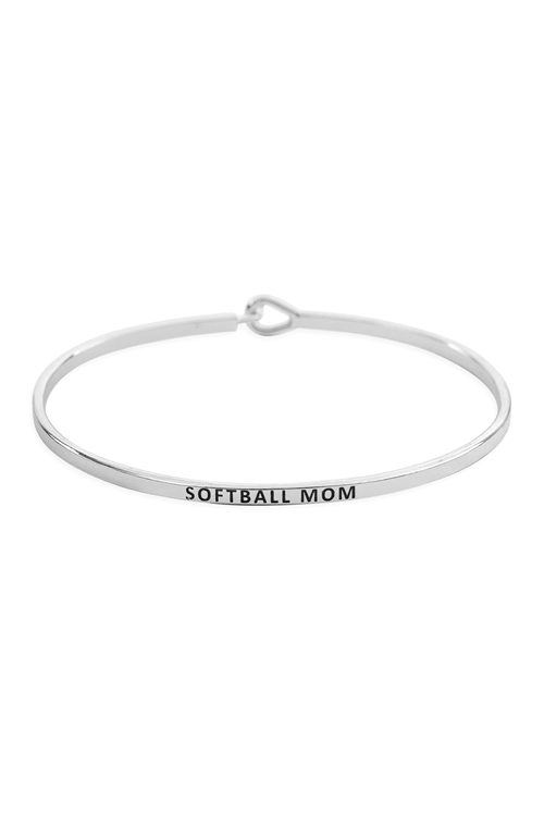 S22-13-4-B4504RH - SOFTBALL MOM FASHION BANGLE SILVER/6PCS