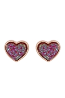 A2-3-5-B4E2549BGD- HEART SHAPE FAUX DRUZY POST EARRINGS-BURGUNDY/1PC