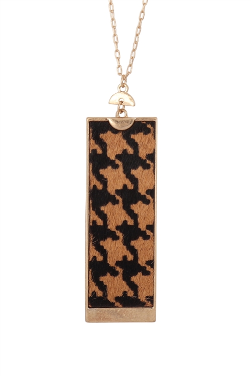 S24-2-4-B4N2416XLBRN-RECTANGLE SHAPE REAL CALF LEATHER PENDANT NECKLACE-LIGHT BROWN/6PCS