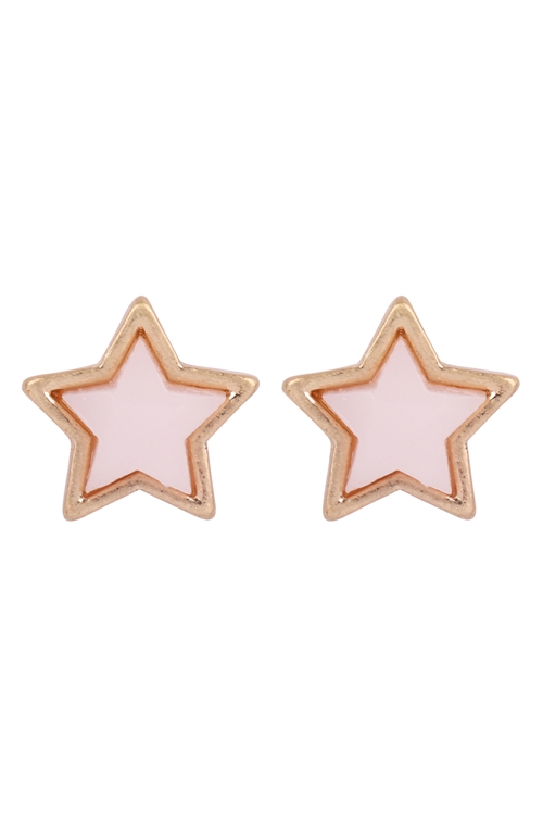 S1-1-5-B5E2369IV - STAR SHAPE FAUX STONE POST EARRINGS - IVORY/6PCS