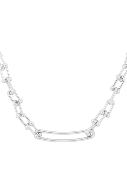 S1-1-2-B5N2100RH - 17"CHUNKY LINK CHAIN NECKLACE - SILVER/6PCS