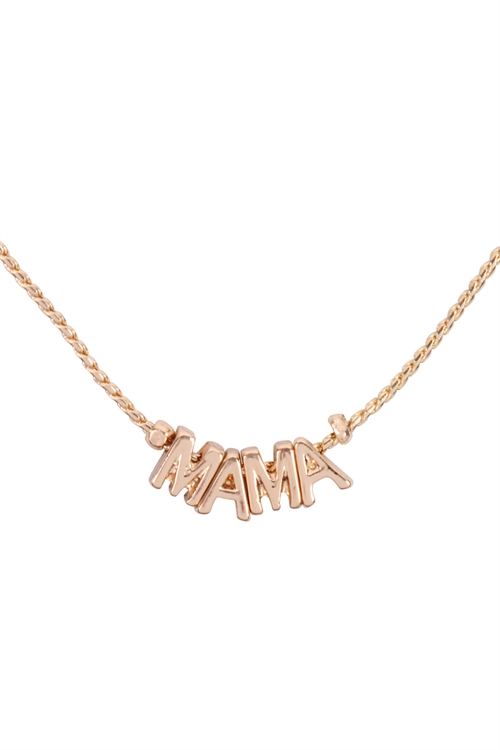 S1-1-2-B5N2186MAGD - "MAMA" METAL LETTER NECKLACE - MATTE GOLD/6PCS (NOW $1.75 ONLY!)