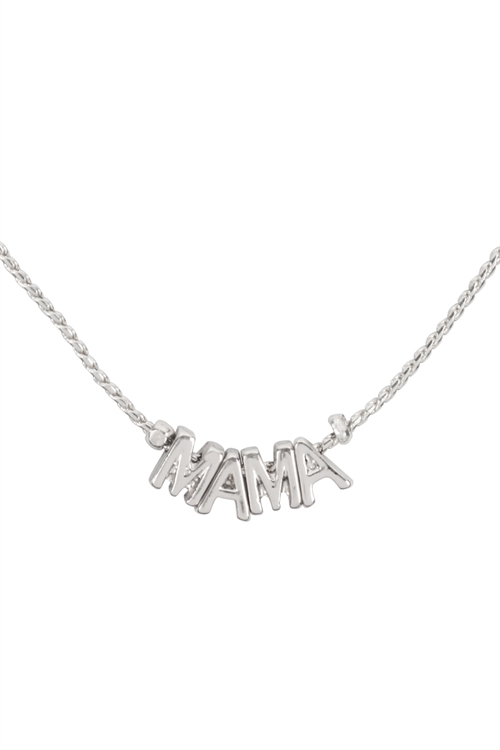 S1-1-2-B5N2186MARH - "MAMA" METAL LETTER NECKLACE - MATTE SILVER/6PCS (NOW $1.75 ONLY!)
