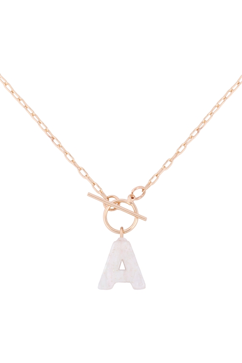 S1-1-2-B5N2265AIV -  ACETATE LETTER "A" INITIAL NECKLACE - IVORY/6PCS