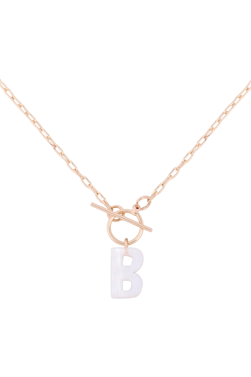 S1-1-2-B5N2265BIV -  ACETATE LETTER "B" INITIAL NECKLACE - IVORY/6PCS