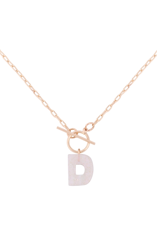 S1-1-2-B5N2265DIV - ACETATE LETTER "D" INITIAL NECKLACE - IVORY/6PCS