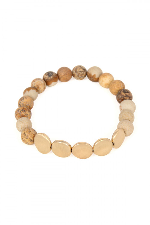 S6-4-4-B6278WG-NAT NATURAL NATURAL STONE STRETCH BRACELET/6PCS