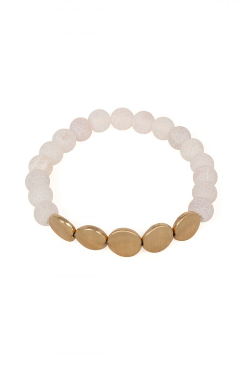 S6-4-4-B6278WG-WH WHITE NATURAL STONE STRETCH BRACELET/6PCS