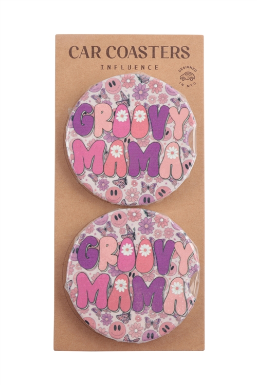 A1-1-1-B8CC3174LAV - GROOVY MAMA 2.55" CERAMIC COASTER SET-LAVENDER/1PC