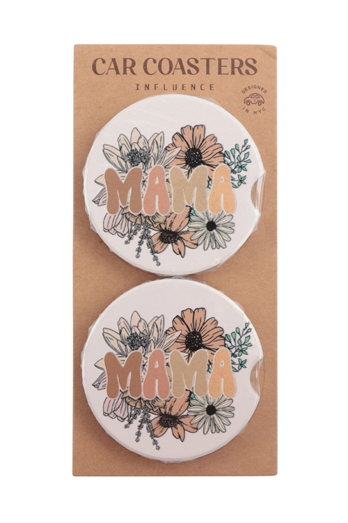 S22-2-5-B8CC3175NAT - C3175LAV - MAMA PRINT 2.55" CERAMIC COASTER SET-NATURAL/1PC