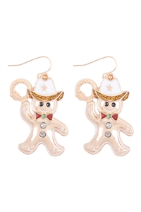 SA4-2-2-B8E2399GD - 1.75" COWBOY GINGERMAN COOKIE HOOK EARRINGS/1PC