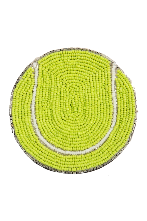 S18-10-2-B8HC1137LM - 4" TENNIS BALL HANDMADE SEED BEAD COASTER-LIME/1PC