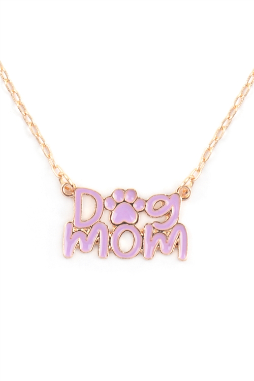 A2-1-3-B8N3077LAV - 16" DOG MOM  ENAMEL SHORT NECKLACE-LAVENDER/1PC